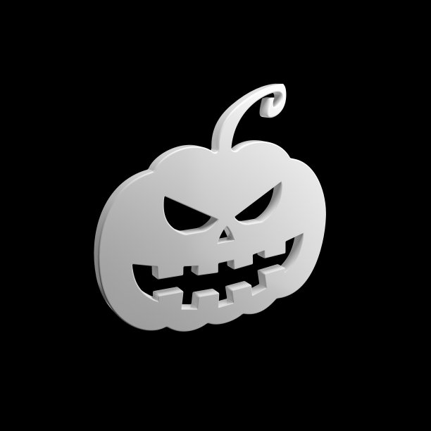 万圣节南瓜图标灰色的黑色背景图片下载