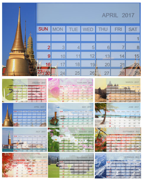 2017日历-所有季节视图图片下载