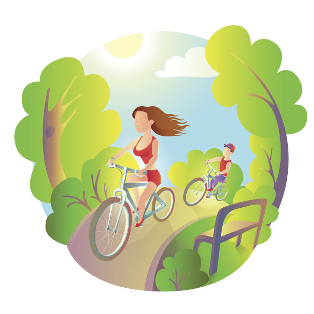 一个年轻女孩和一个骑自行车的男人进来了图片下载