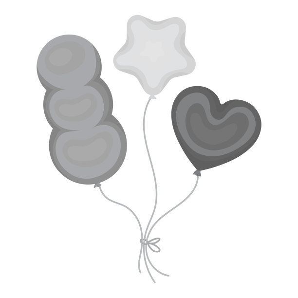 气球图标在单色风格孤立的白色背景。马戏团图片下载