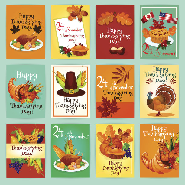 感恩节贺卡，海报套装图片下载