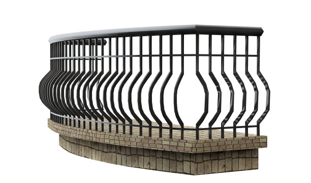 白色背景上的装饰性阳台。3 d渲染。图片下载