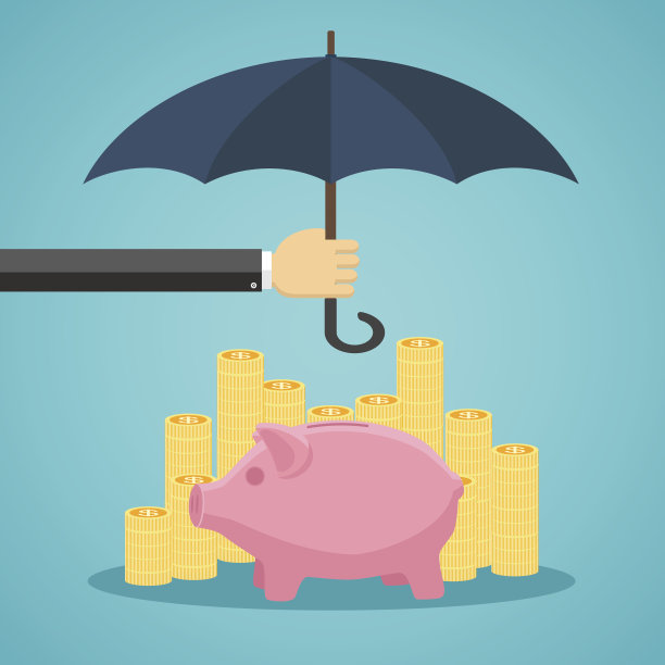 手撑伞保护钱财。图片下载