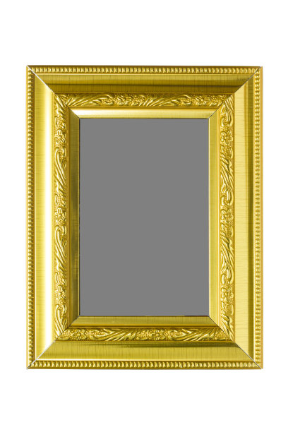 白色背景上的金色画框图片下载