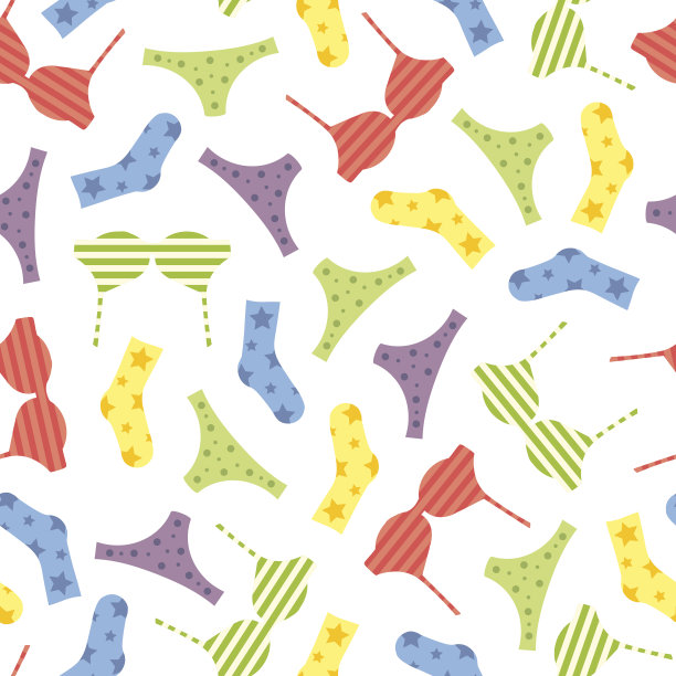 内裤，胸罩和袜子无缝模式。图片下载