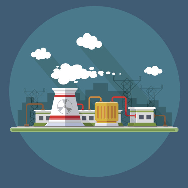 以城市为背景的核电站图片下载