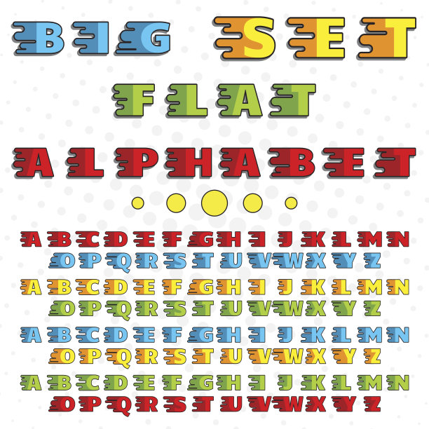 扁平式字母表。用于设计、装饰、印刷纸张、布料图片下载
