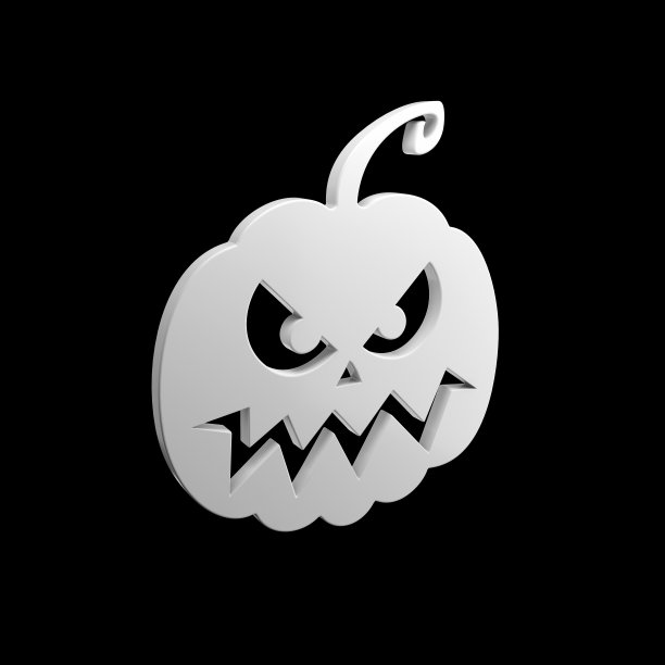 万圣节南瓜图标灰色的黑色背景图片下载
