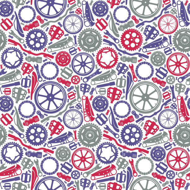 无缝模式与图像的自行车细节图片下载