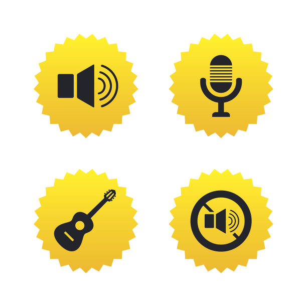 音乐元素图标。麦克风,扬声器声音图片下载