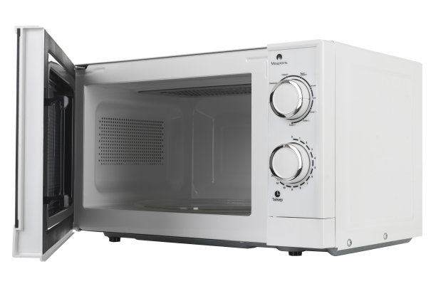 新的白色微波炉隔离在白色背景图片下载