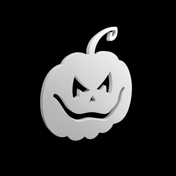万圣节南瓜图标灰色的黑色背景图片下载