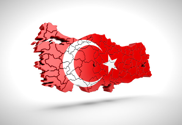 土耳其地图在灰色的背景。图片下载