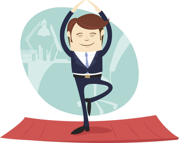 滑稽的商人穿着西装做瑜伽冥想树的姿势图片下载