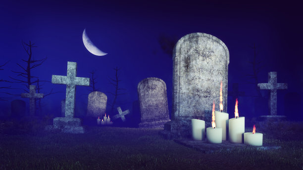 月夜的废弃墓地图片下载
