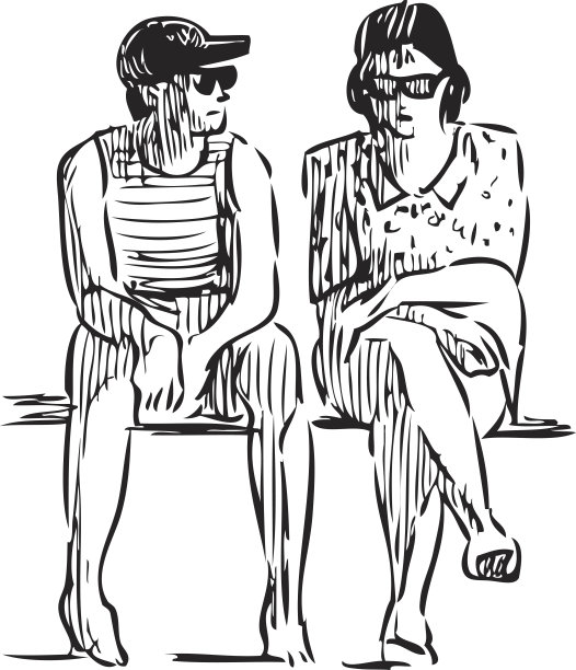 坐着的人的素描图片下载