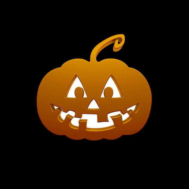 万圣节南瓜图标橙色的黑色背景图片下载