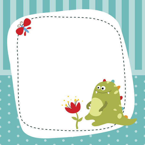 卡通恐龙贺卡。图片下载