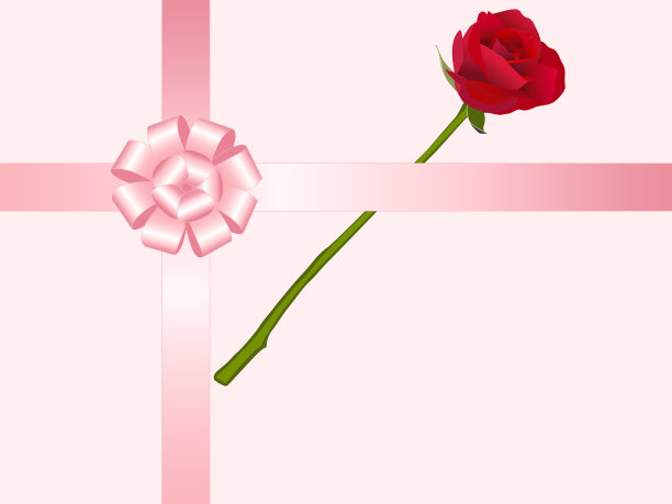 矢量丝带蝴蝶结和红玫瑰图片下载