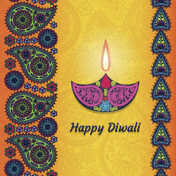 印度排灯节庆祝贺卡素材图片