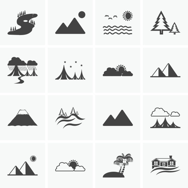 风景图标，单色矢量符号图片下载