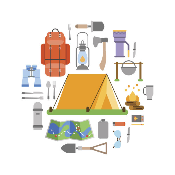 旅行设计元素，旅行图标集图片下载