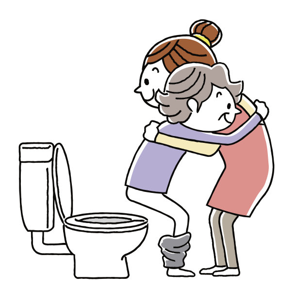 年轻女子协助排尿，年长女子协助排尿图片下载