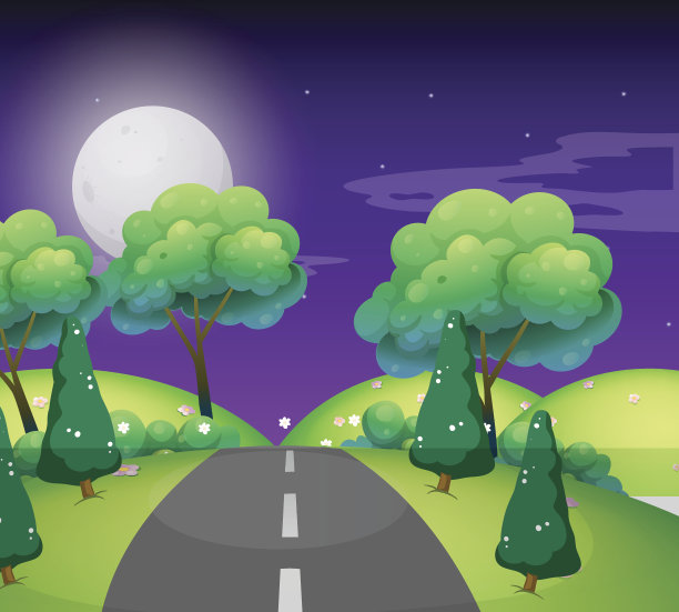 夜晚空无一人的道路图片下载