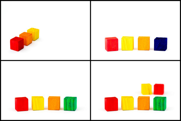 照片拼贴与玩具木制彩色块图片下载