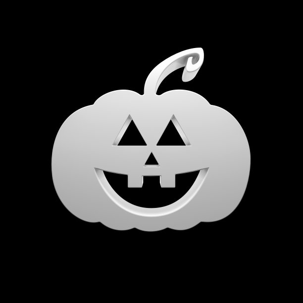 万圣节南瓜图标灰色的黑色背景图片下载