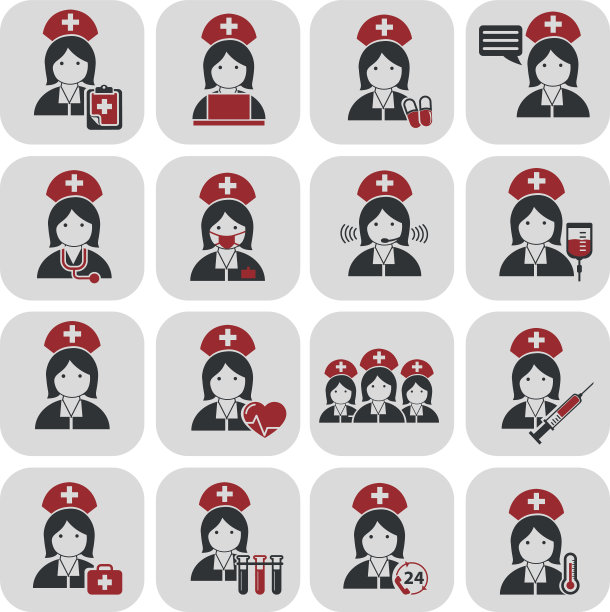 护士，医生图标平面矢量插图设计图片下载