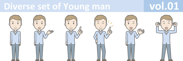 多样化的年轻人套，EPS10矢量格式vol.01图片下载