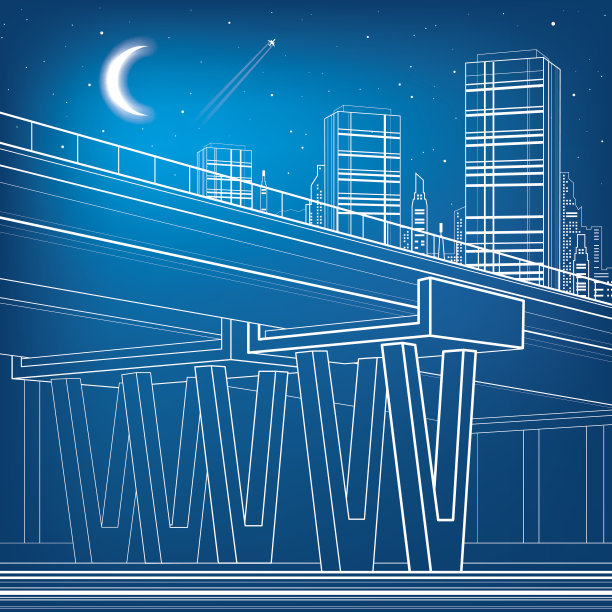 立交桥，建筑和基础设施插图，交通立交桥，高速公路图片下载