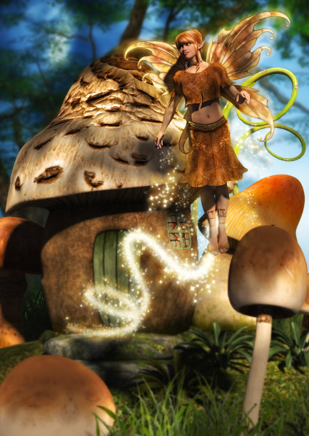 从蘑菇屋飞出来的仙女图片下载