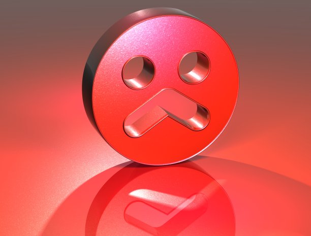 3D悲伤脸的红色标志图片下载