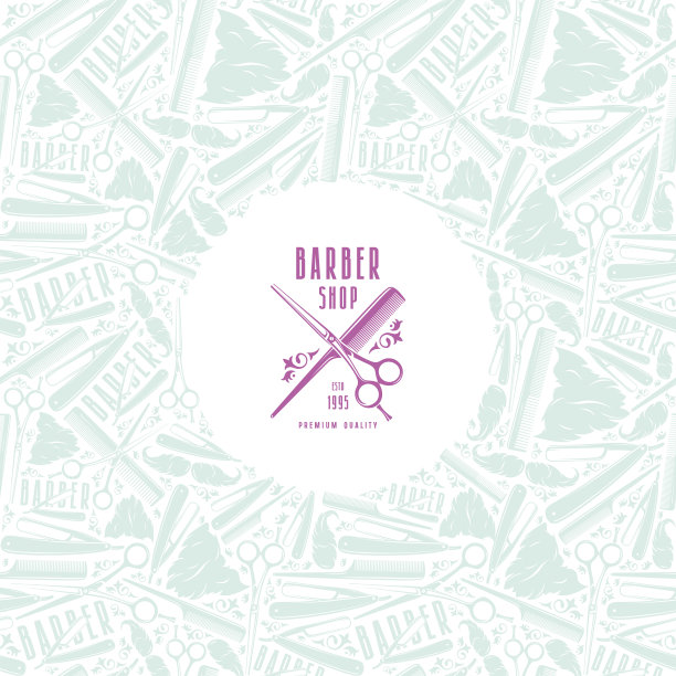 理发店的标签和镜框有图案图片下载
