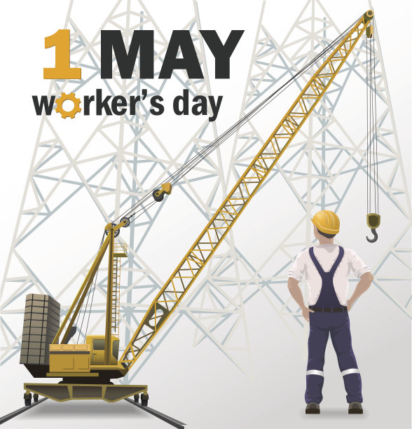 劳动节白色海报，工业背景图片下载