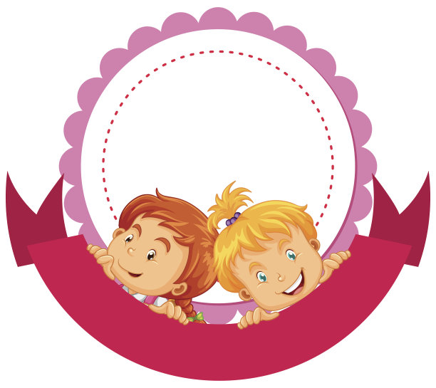 标签设计与两个女孩图片下载