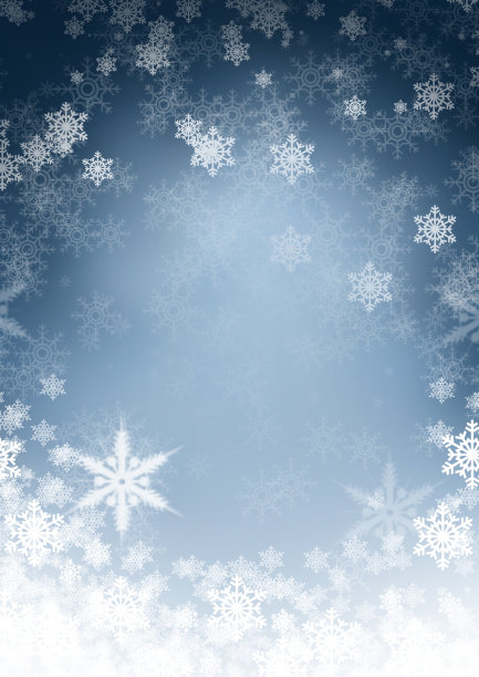 蓝色的圣诞背景与雪花素材图片
