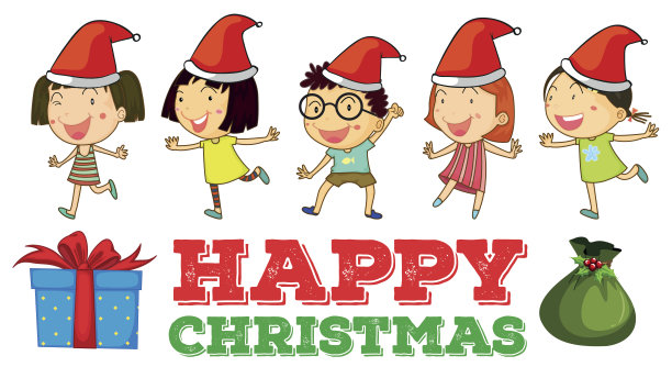 圣诞主题，孩子们戴着派对帽图片下载