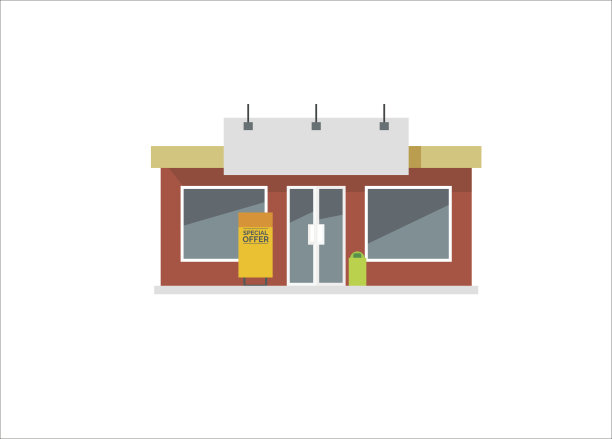 店面前面简单的平面插图图片下载
