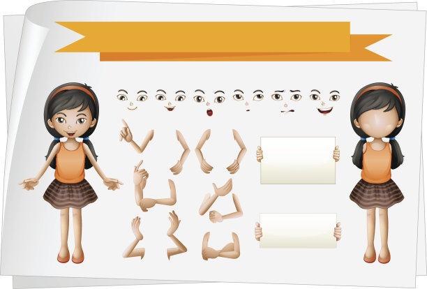 有面部和手部表情的女孩图片下载