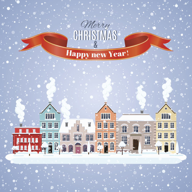 圣诞冬天城市街道图片下载