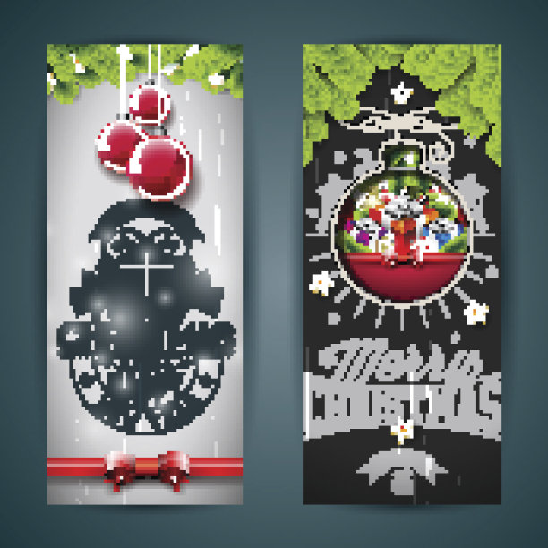 圣诞贺卡插图与印刷设计。图片下载