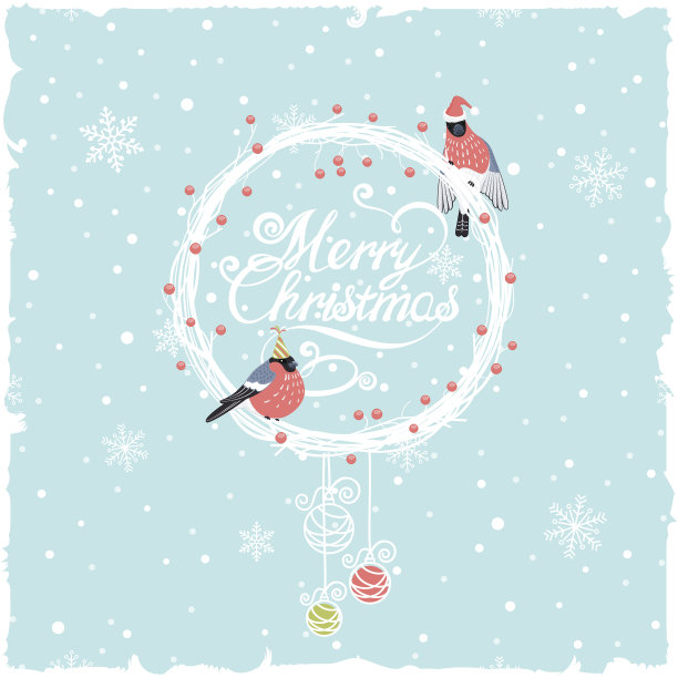 圣诞背景与有趣的红腹灰雀图片下载