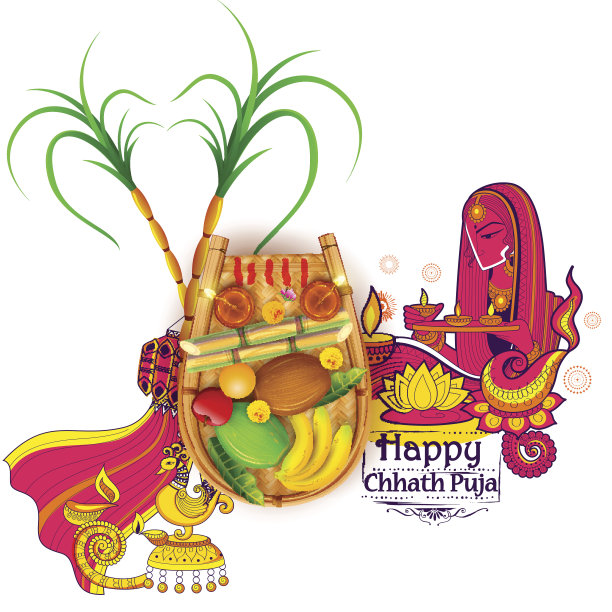 快乐Chhath Puja假日背景的太阳节的印度图片下载