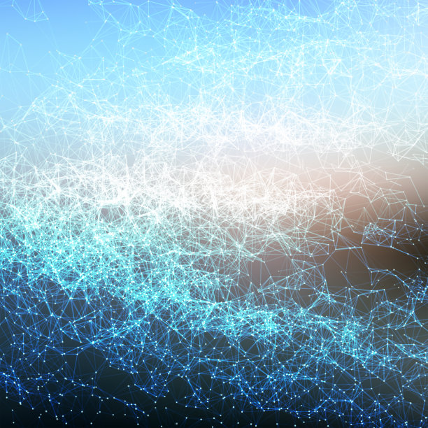 抽象多边形网格空间未来的背景。发光粒子的爆炸图片下载