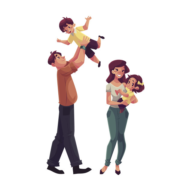 父亲，母亲，女儿和儿子，幸福的家庭观念图片下载