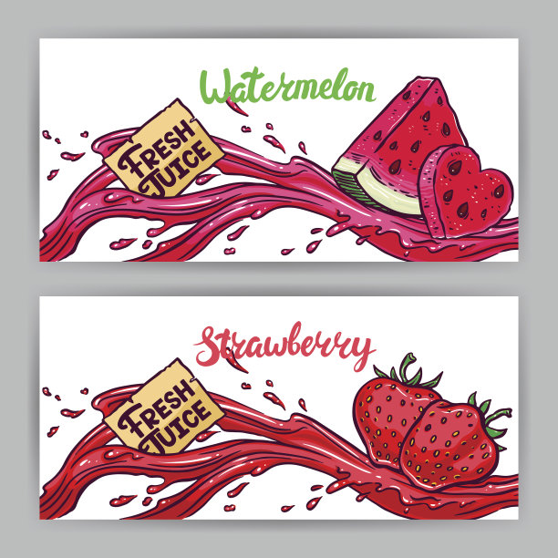 西瓜和草莓汁的横幅图片下载