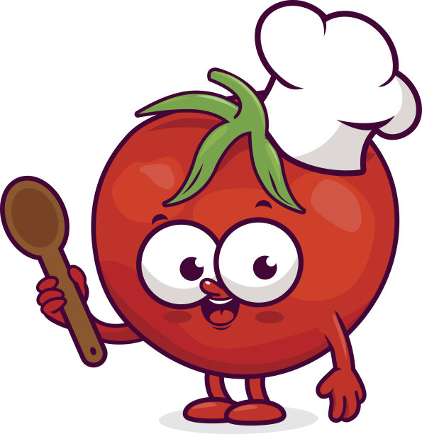 卡通番茄厨师拿着勺子图片下载